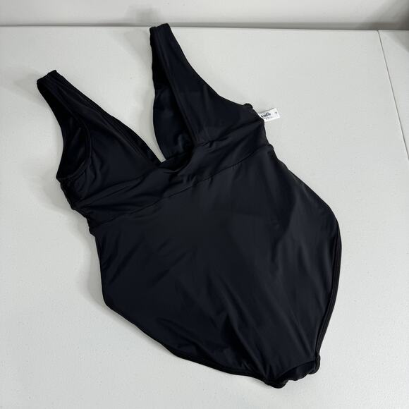 Andie One Piece Swimsuit Womens Medium Black Plunge V Neck Monique Bathing Suit - Picture 10 of 15